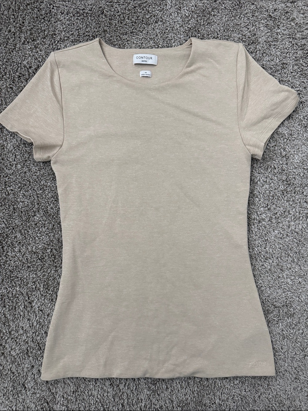 Aritzia Contour Short Sleeve Crewneck Top - Light Beige